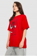 Футболка женская с принтом, цвет красный, 244R2009 - фото № 2
