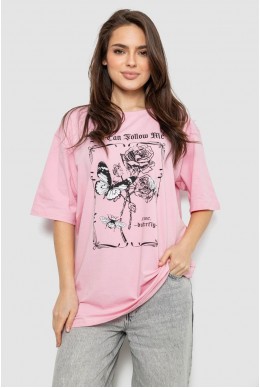 Футболка жіноча з принтом, колір рожевий, 244R2009