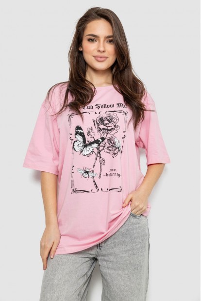 Футболка жіноча з принтом, колір рожевий, 244R2009