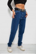 Джинси жіночі однотонні Batal MOM, колір синій, 244R001120 - фото № 2