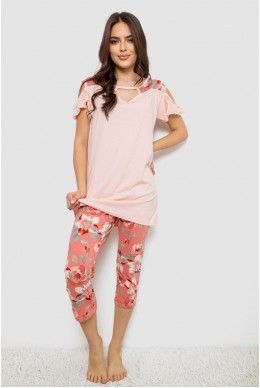 Пижама женская с принтом  -уценка, цвет персиковый, 243R1602-003-U-2