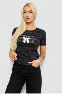 Футболка женская с принтом, цвет черный, 221R3304 - фото № 2