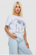 Футболка женская с принтом, цвет белый, 221R2805 - фото № 2