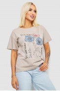 Футболка женская с принтом, цвет бежевый, 221R2805 - фото № 2