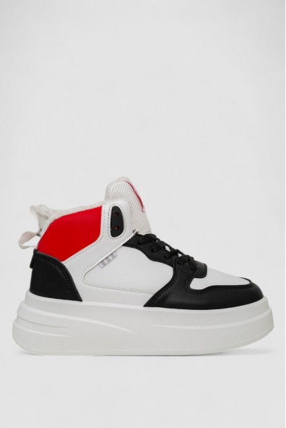 Кроссовки женские зимние на меху, цвет бело-черный, 248RLM50