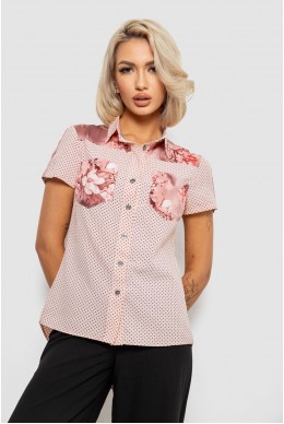 Блуза в горошек с принтом, цвет персиковый, 230R7215