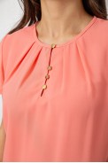 Блуза однотонна  -уцінка, колір персиковий, 230R112-U-8 оптом - фото № 4