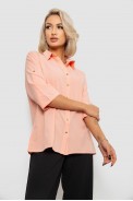 Блуза классическая однотонная  -уценка, цвет персиковый, 230R1110-U-36 - фото № 2