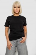 Футболка жіноча однотонна, колір чорний, 129R8900-2 - фото № 0