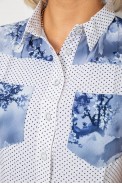 Блуза в горошок з принтом, колір білий, 230R7215 - фото № 4
