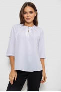Блуза однотонна  -уцінка, колір білий, 230R112-10-U-1 - фото № 0