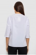 Блуза однотонная   -уценка, цвет белый, 230R112-10-U-3 - фото № 3