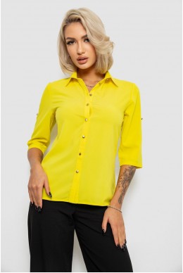Блуза классическая однотонная  -уценка, цвет желтый, 230R1110-U-38