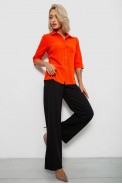 Блуза классическая однотонная  -уценка, цвет оранжевый, 230R1110-U-37 - фото № 1