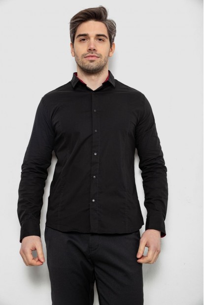 Рубашка мужская однотонная, цвет черный, 186R2066