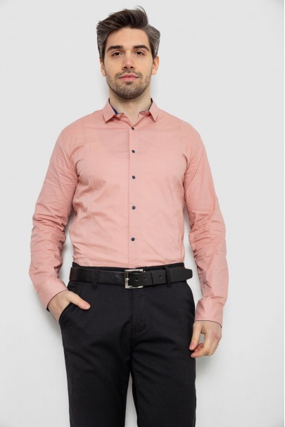 Рубашка мужская однотонная, цвет пудровый, 186R2066