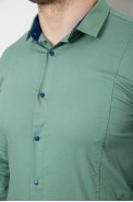 Рубашка мужская однотонная, цвет оливковый, 186R2066 - фото № 4