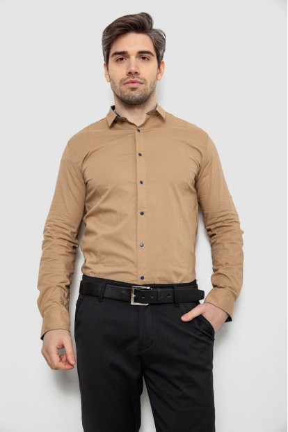 Сорочка чоловіча однотонна, колір бежевий, 186R2066
