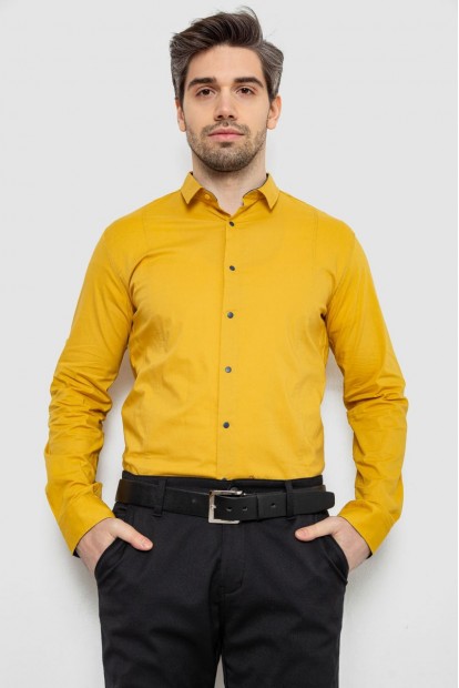 Рубашка мужская однотонная, цвет горчичный, 186R2066