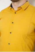 Рубашка мужская однотонная, цвет горчичный, 186R2066 - фото № 4
