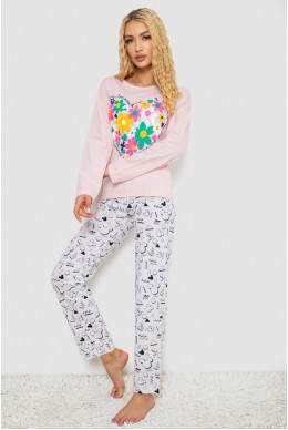 Піжама жіноча з принтом, колір рожевий, 243R1051