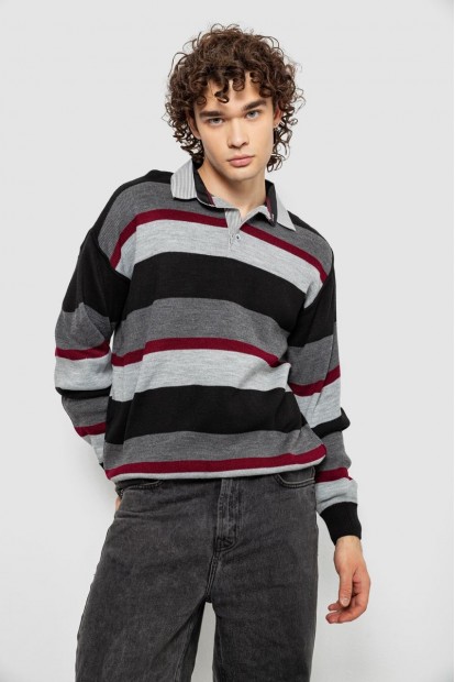 Свитер-обманка мужской, цвет серо-черный, 161R901-2