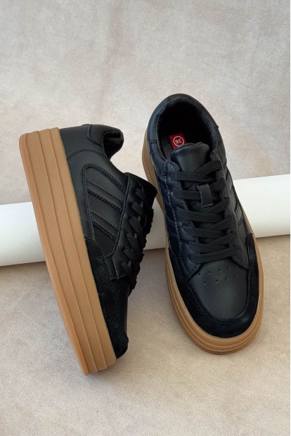 Кросівки жіночі демісезонні, колір чорно-бежевий, 248RCX1590