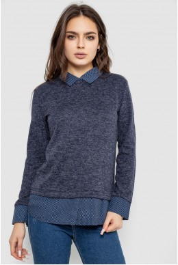 Блуза-обманка, колір темно-синій, 230R542-11