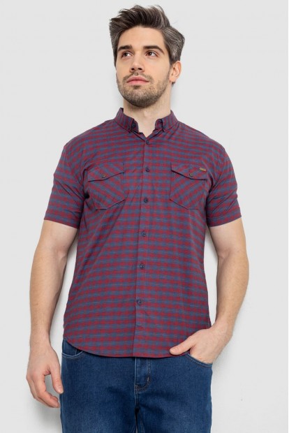 Рубашка мужская в клетку, цвет джинс, 186R6918-10