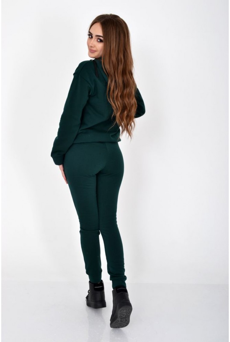Купить Темно-зеленый женский спортивный костюм на флисе 112R009-458 - Фото №3