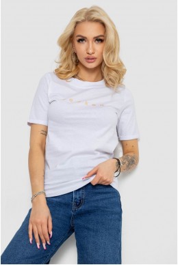 Футболка жіноча з принтом  -уцінка, колір білий, 238R57378-1-U-3