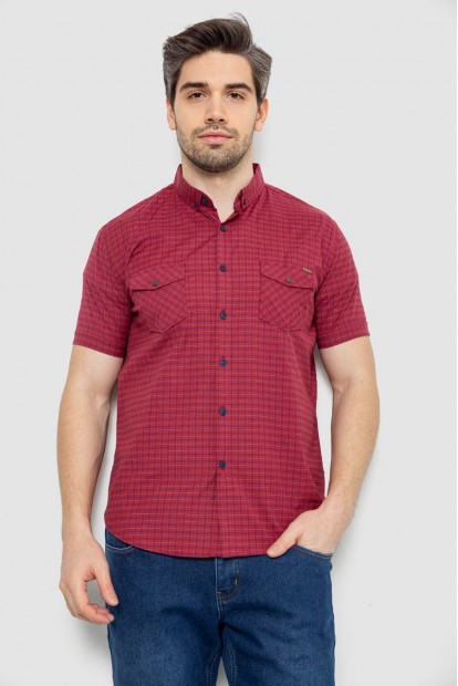 Рубашка мужская в клетку, цвет бордовый, 186R6918-10
