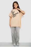 Футболка женская с принтом, цвет светло-бежевый, 244R4001 - фото № 1