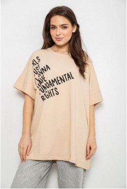 Футболка жіноча з принтом, колір світло-бежевий, 244R4001