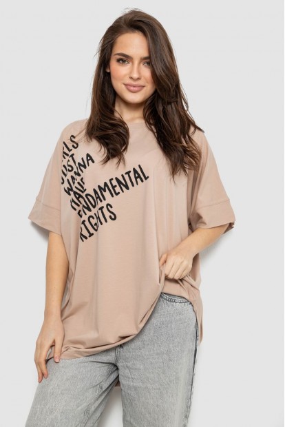 Футболка жіноча з принтом, колір бежевий, 244R4001
