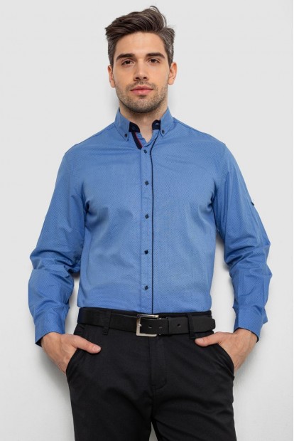 Рубашка мужская с принтом, цвет голубой, 214R16111-1