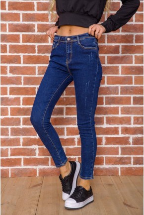 Женские утепленные джинсы темно-синего цвета 182R1789-12