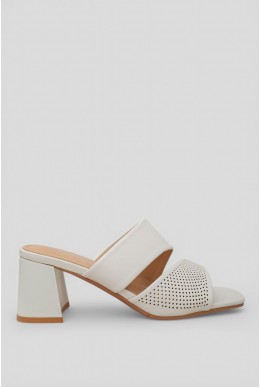 Шльопанці на підборах мюлі  -уцінка, колір білий, 248RL140-U-1