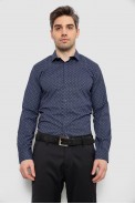 Сорочка чоловіча однотонна з принтом, колір синій, 186R2082 - фото № 0