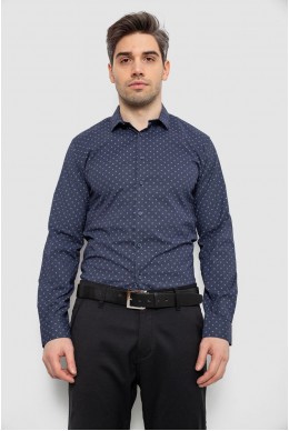 Сорочка чоловіча однотонна з принтом, колір синій, 186R2082