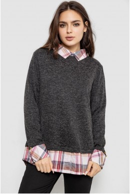 Блуза женская обманка, цвет темно-серый, 230R542-2