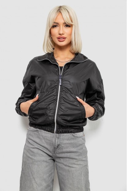 Ветровка женская однотонная без подкладки, цвет черный, 257R362