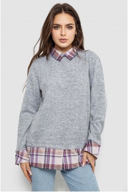 Блуза женская обманка, цвет серо-сиреневый, 230R542-2