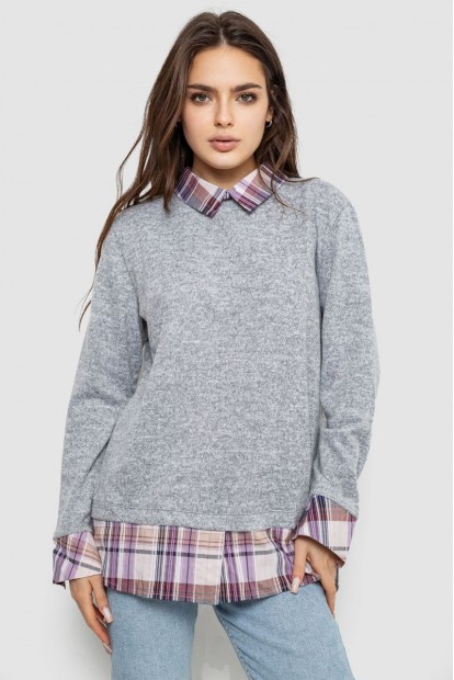 Блуза женская обманка, цвет серо-сиреневый, 230R542-2