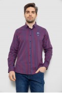 Сорочка чоловіча в смужку, колір бордово-синій, 186RM01 - фото № 0