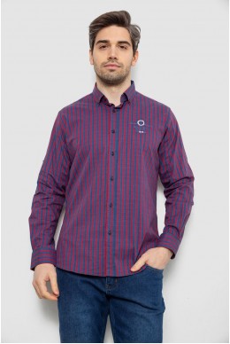 Сорочка чоловіча в смужку, колір бордово-синій, 186RM01