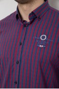 Сорочка чоловіча в смужку, колір бордово-синій, 186RM01 - фото № 4