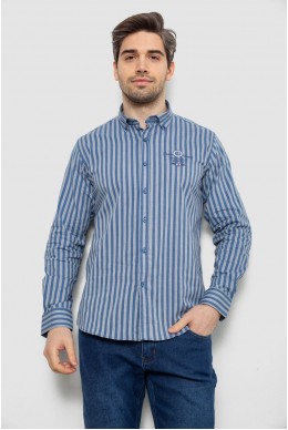 Сорочка чоловіча в смужку, колір сіро-блакитний, 186RM01