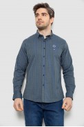 Рубашка мужская в полоску, цвет сине-зеленый, 186RM01 - фото № 0