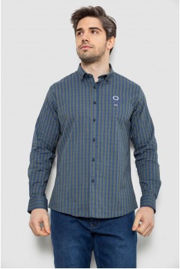 Рубашка мужская в полоску, цвет сине-зеленый, 186RM01